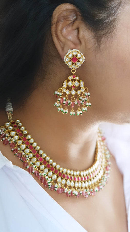 Kundan necklace set (4-5947)(R)(PREORDER)