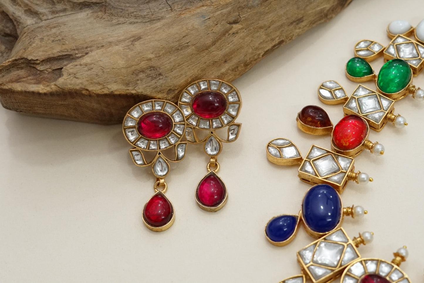 Navratan necklace set (4-6235)(R)(PREORDER) - JEWELSTYLE