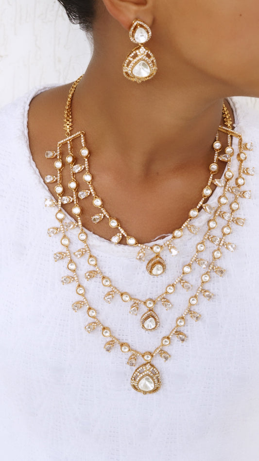 Kundan polki necklace set (4-6605)(B)(Preorder) - JEWELSTYLE