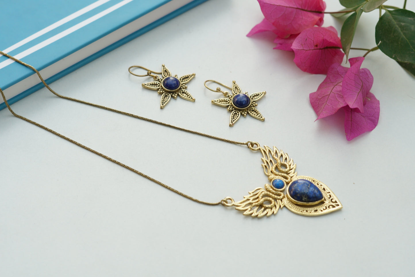 Oxidised blue pendant set (4-6386)(offer piece)