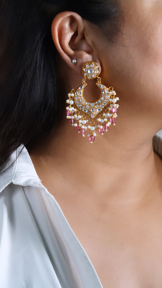 Kundan chandbali earring (1-3603)(R)(PREORDER)