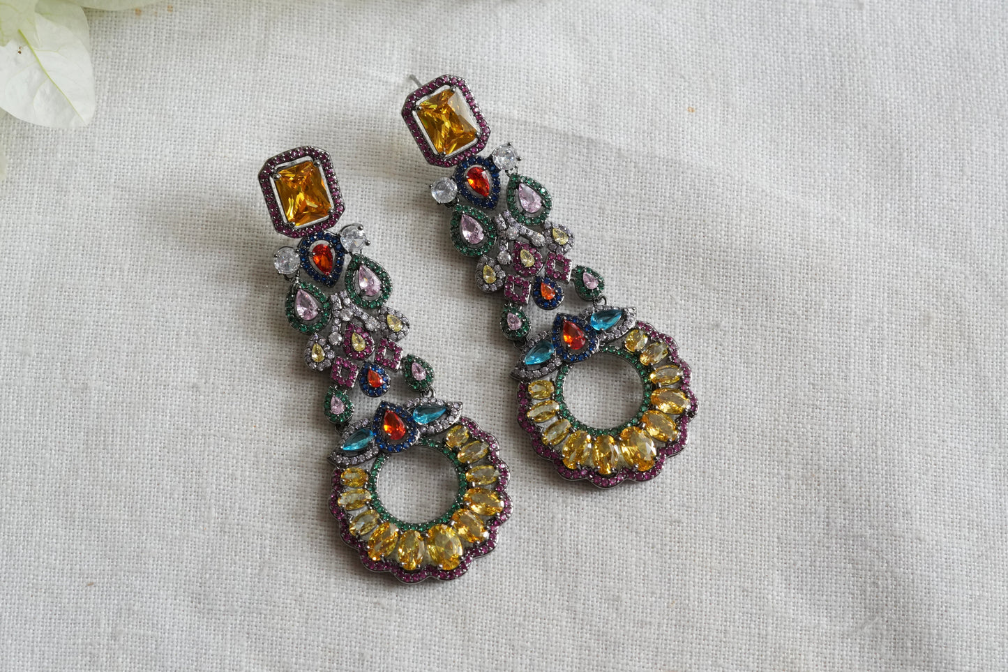 Multistone ad earrings(1-5434)(EX)