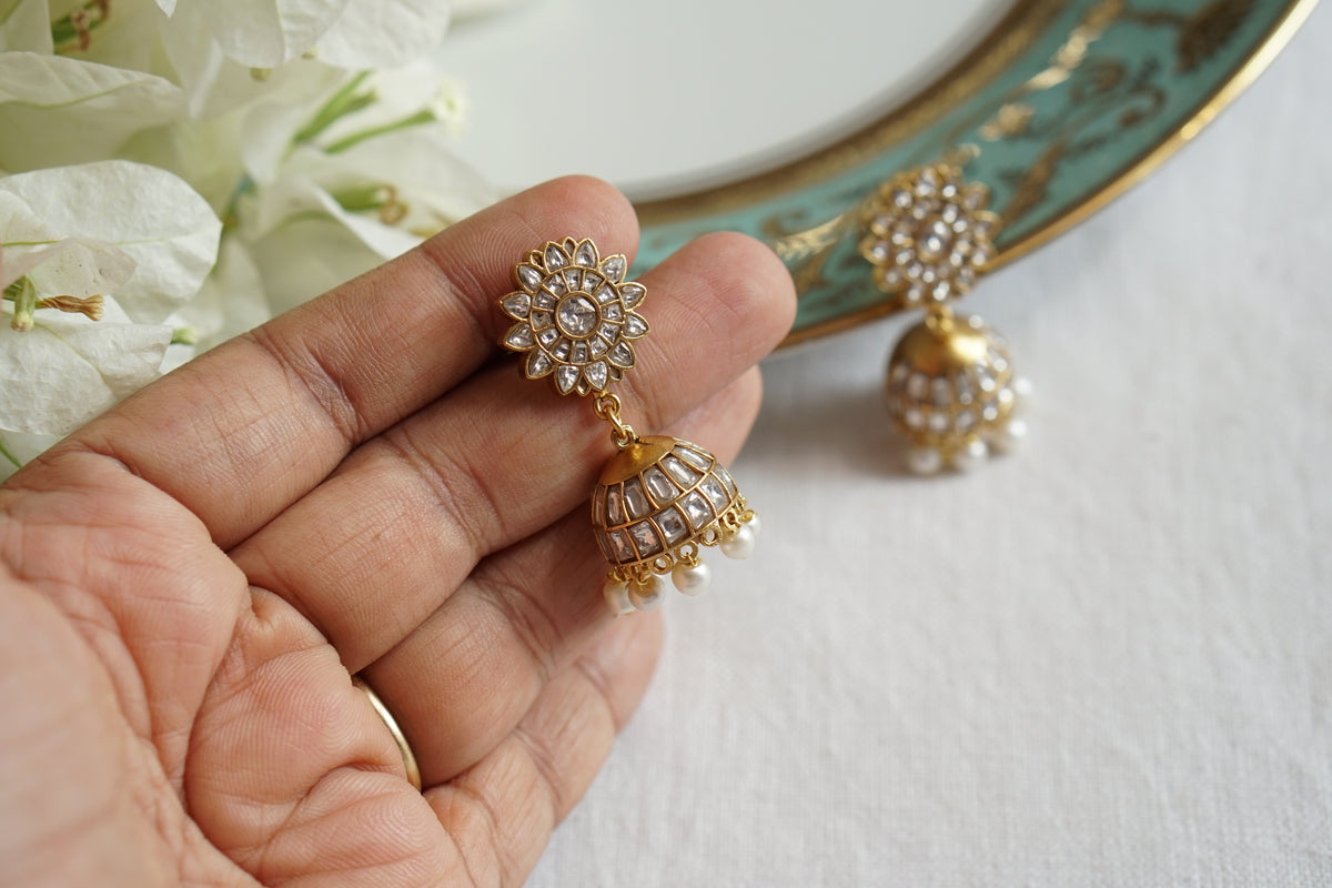White Stone Kundan Jhumki (1-5588)(R)