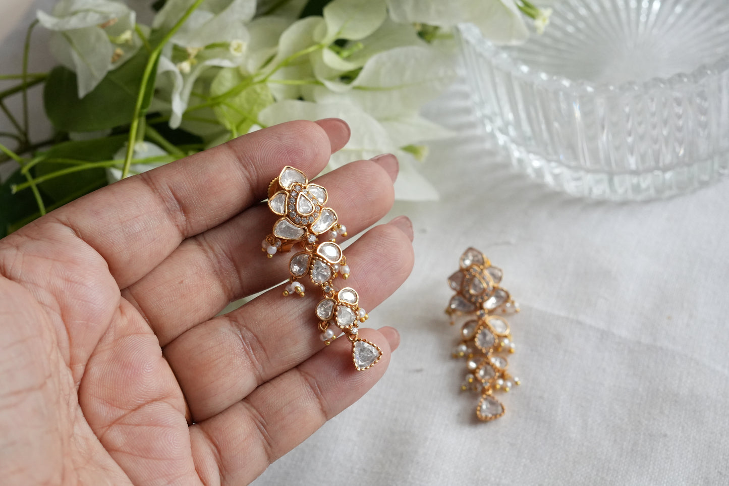 Mossainite Polki earrings(1-5457)(SR)