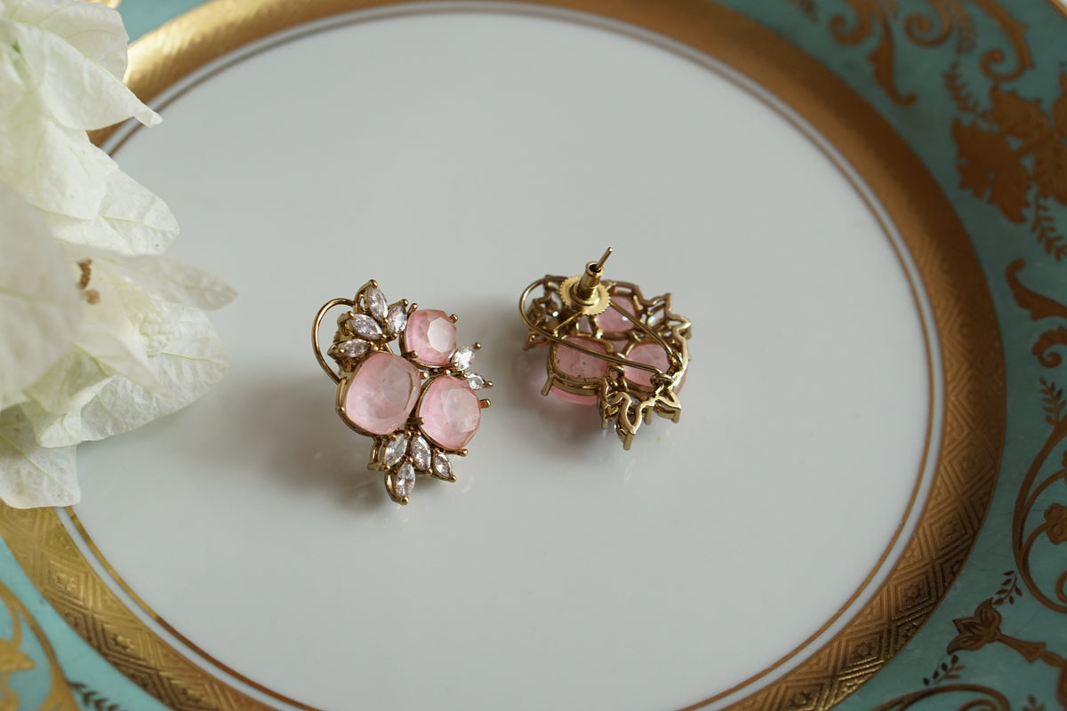 Pink Stone Polki Studs (1-5596)(B)