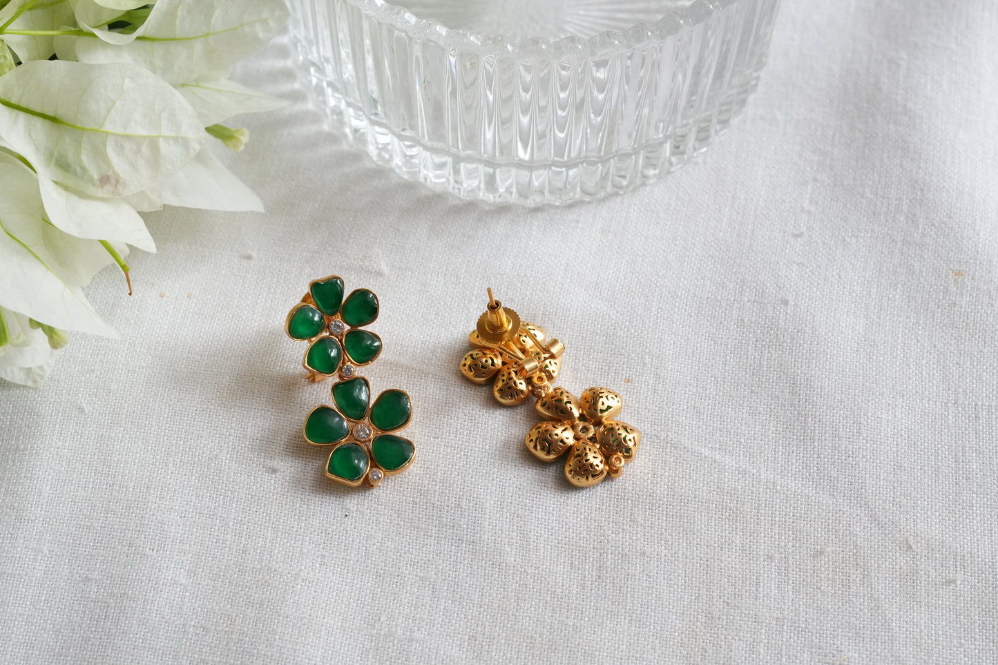Green Stone Polki earrings(1-5455)(SR)