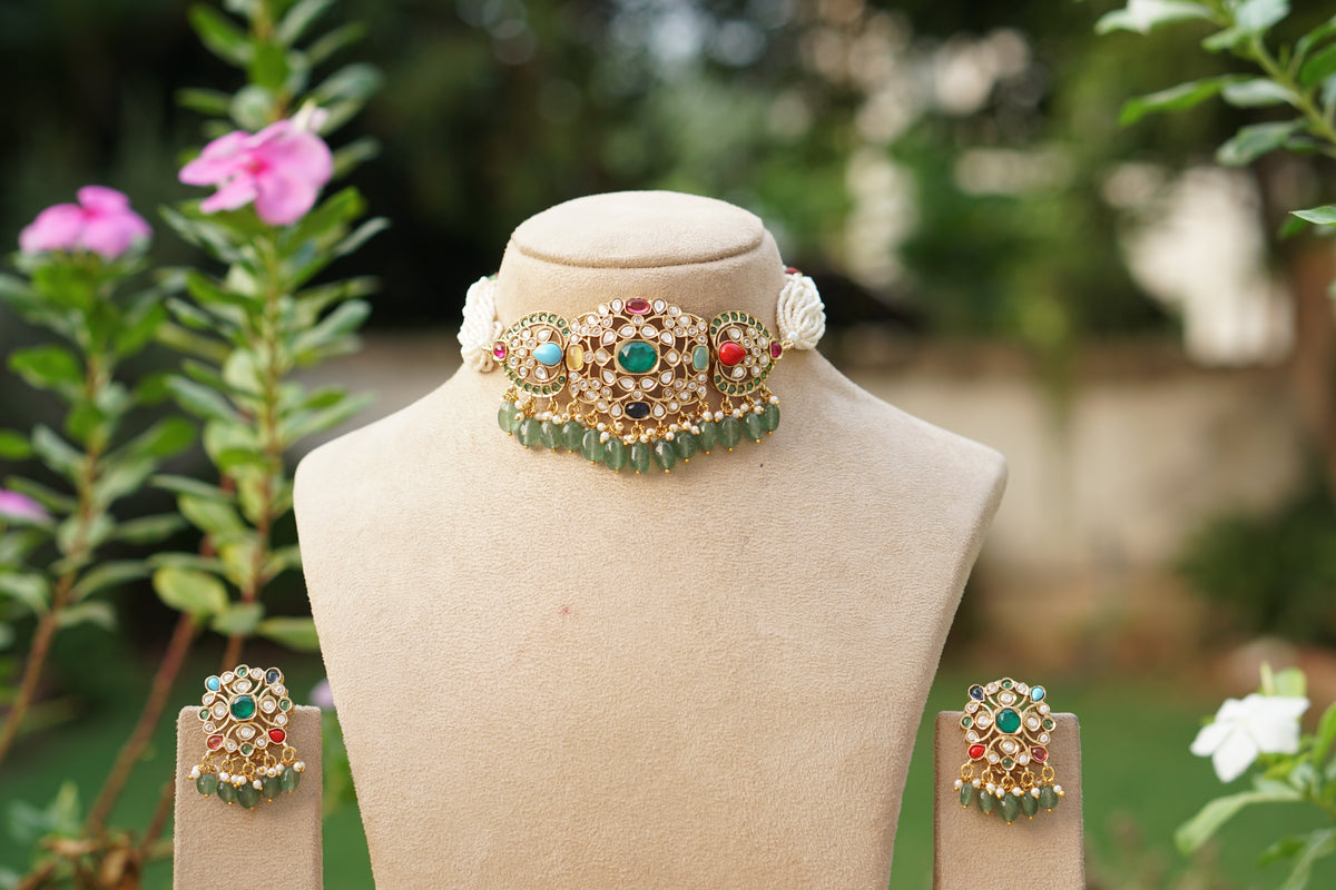 Polki Choker Set (4-9738)(B)