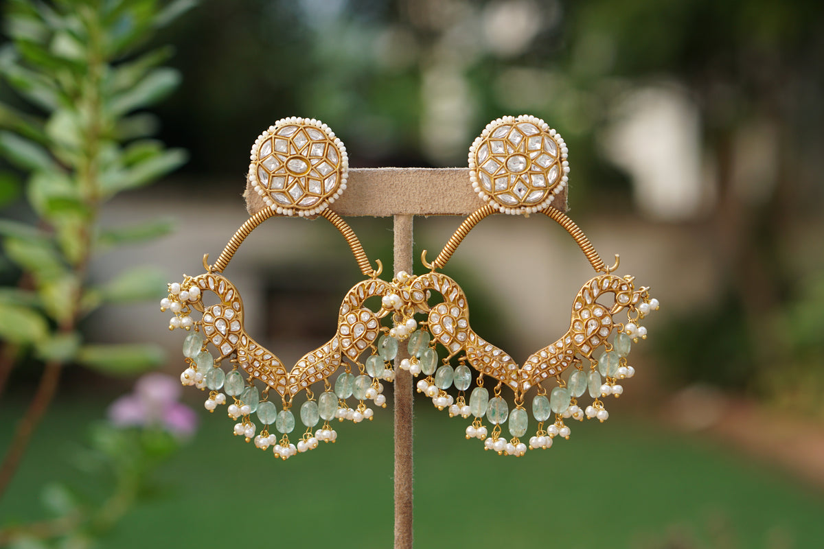 White Stone Kundan Earrings (1-5611)(R)