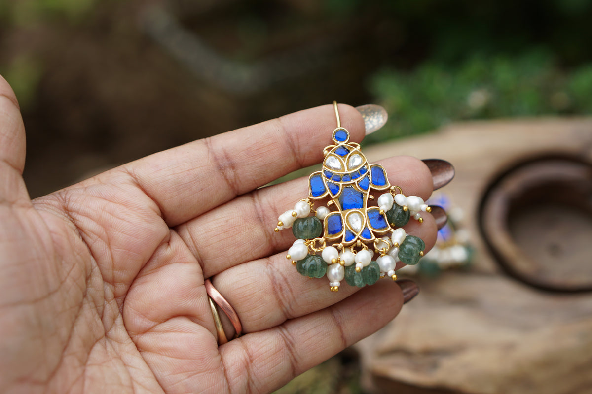 Blue Stone Kundan Fish Earrings (1-5402)(R)