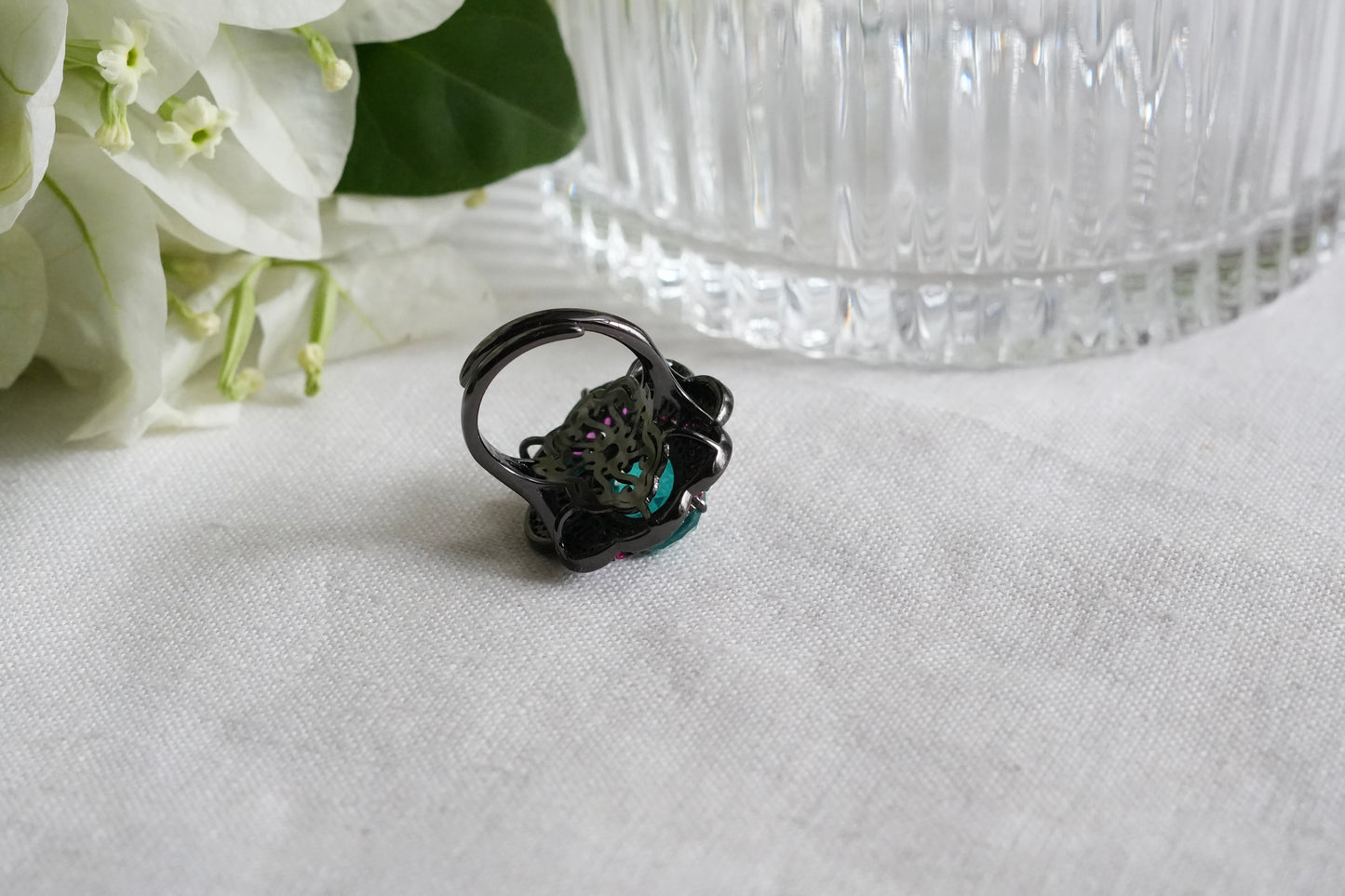 Aqua n ruby stone ring(6-380)(L)(from turkey)