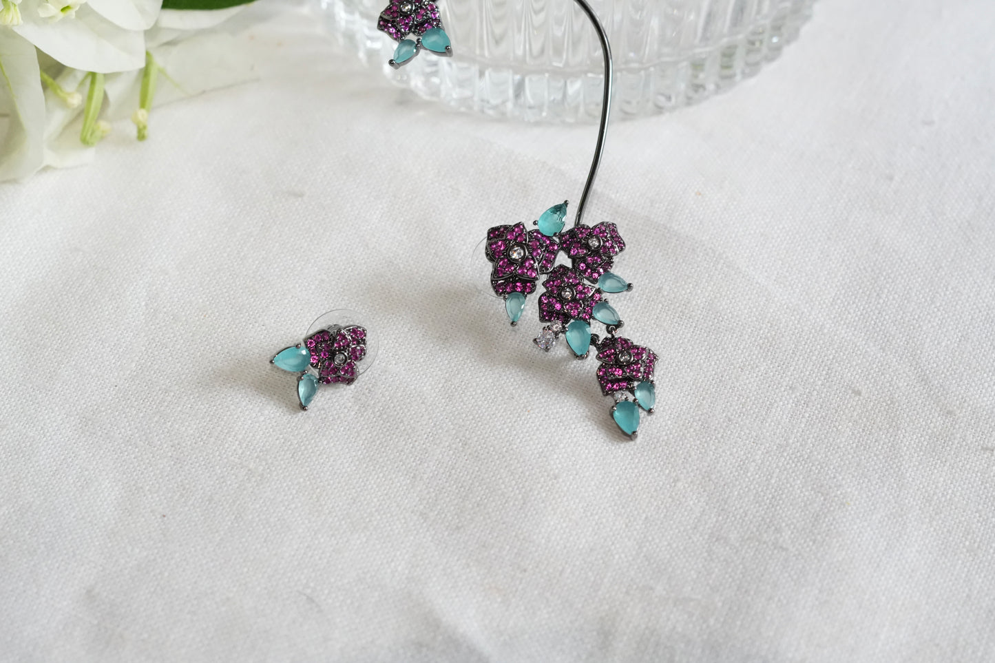 Mint n ruby stone earcuff(1-5466)(L)