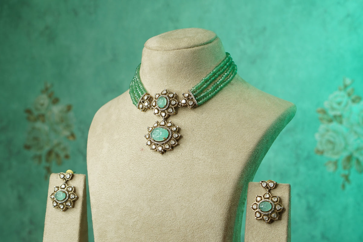 Polki Necklace Set (4-9744)(B)