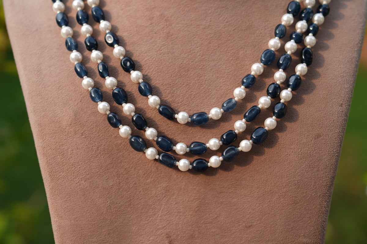 Blue beads Necklace(4-9761)(Ex)
