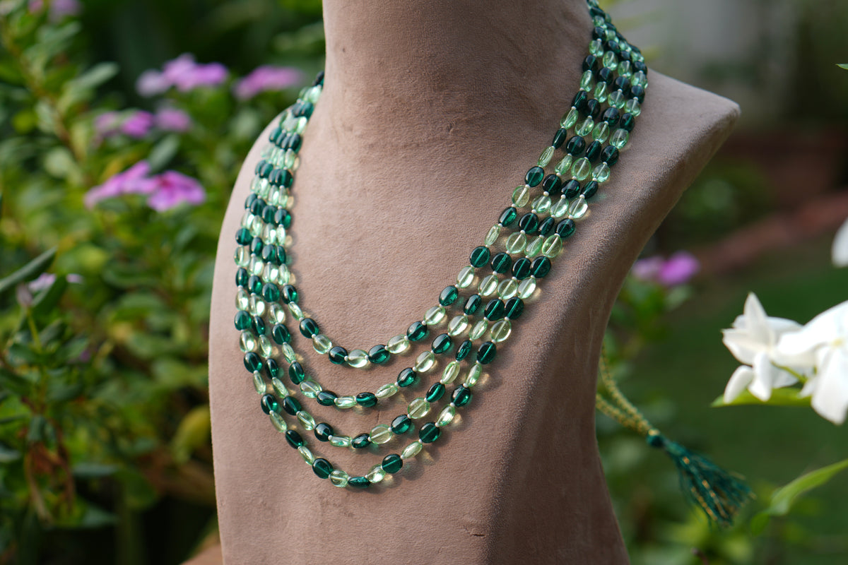 Green beads Necklace (4-9753)(Ex)