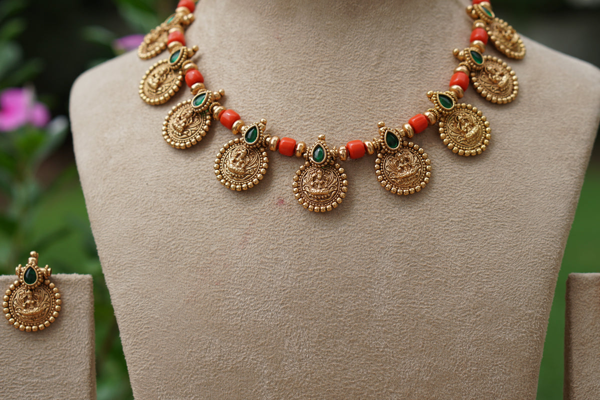 Coral Necklace set (4-9257)(AK)
