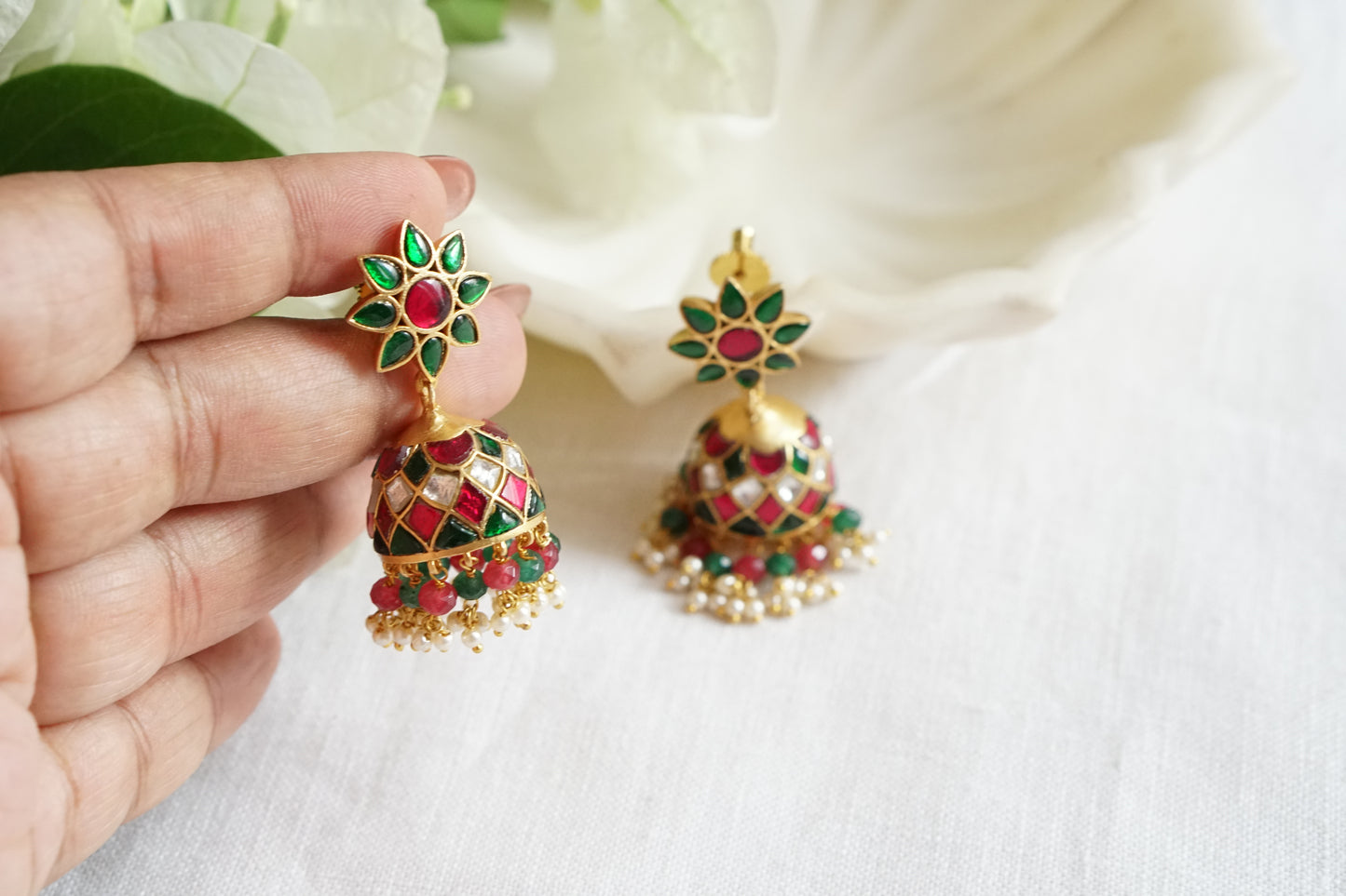 Multi Stone Kundan Jhumki (1-5469)(K)