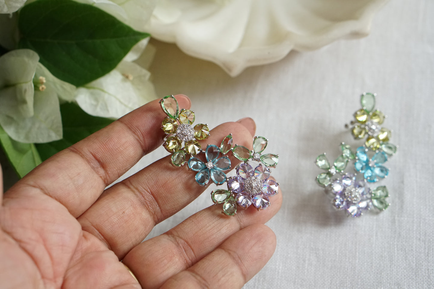 Multi Stone Earcuff Earrings (1-5471)(SI)(From turkey)