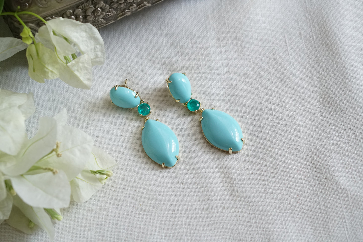 Turquoise stone Earrings (1-5482)(EX)(from turkey)