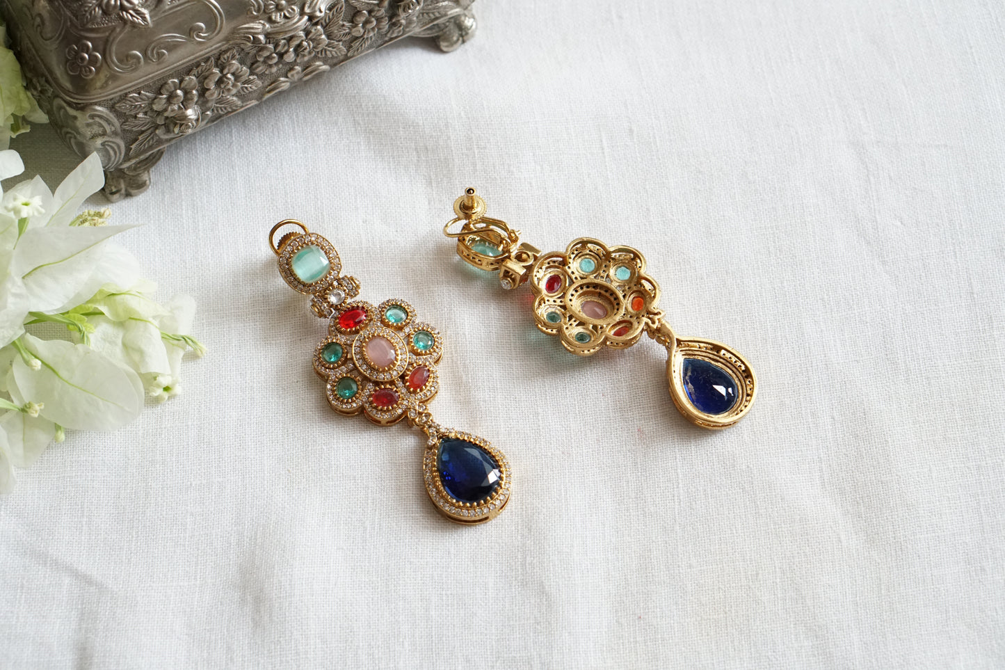 Multi stone polki earrings (1-5488)(KOL)