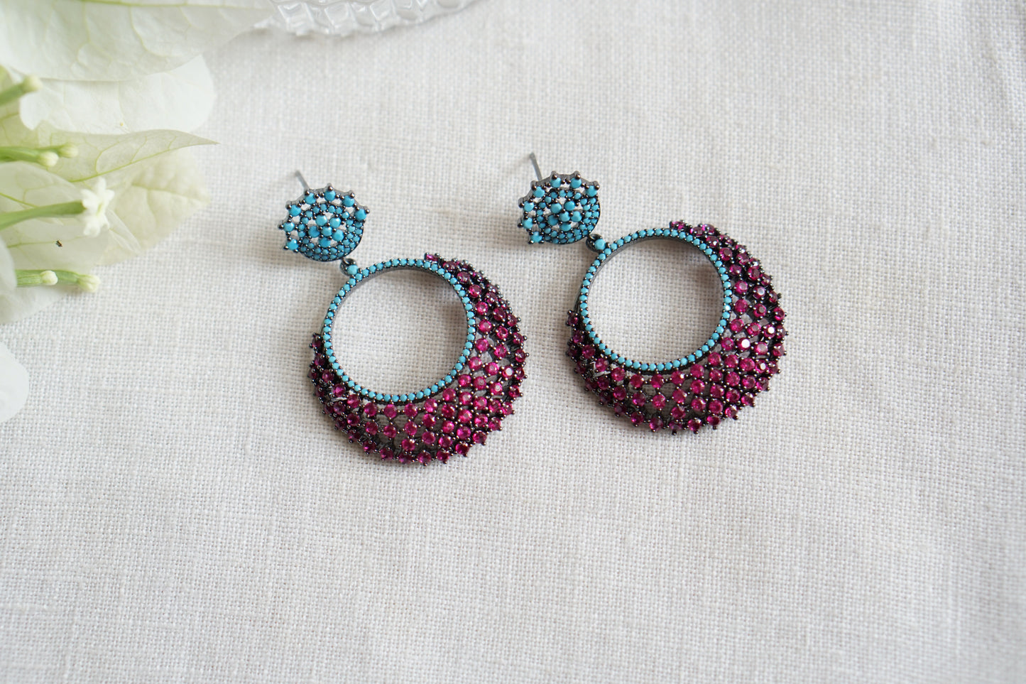 Pink and turqouise Ad Earrings (1-5518)(Ex)