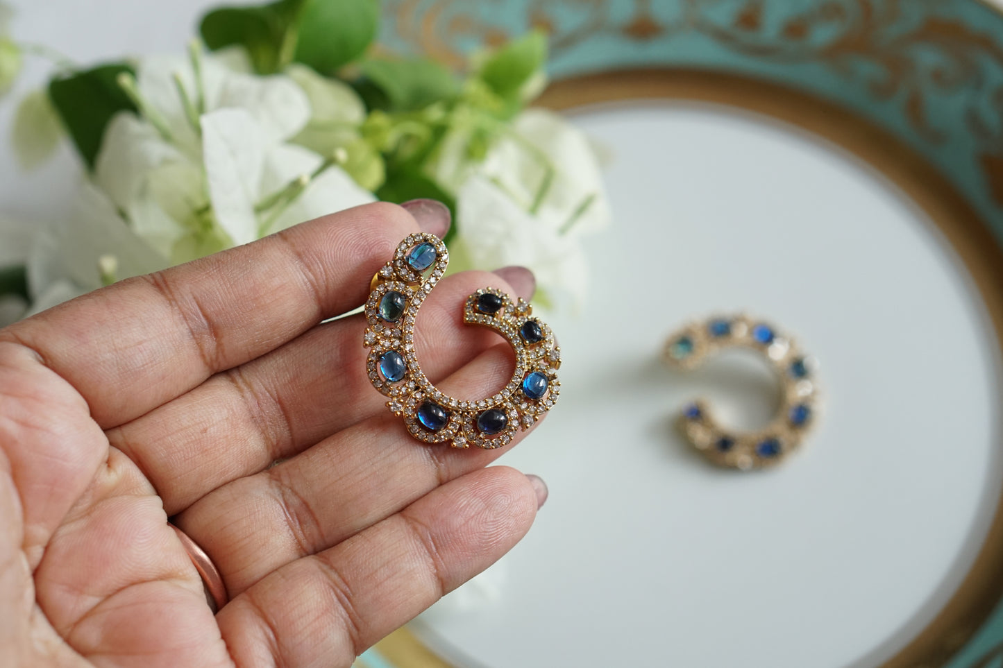 Blue Stone Earrings (1-5504)(B)