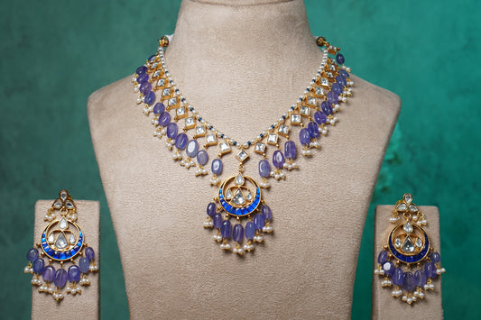 Blue Kundan Necklace Set (4-8813)(R)(Preorder) - JEWELSTYLE