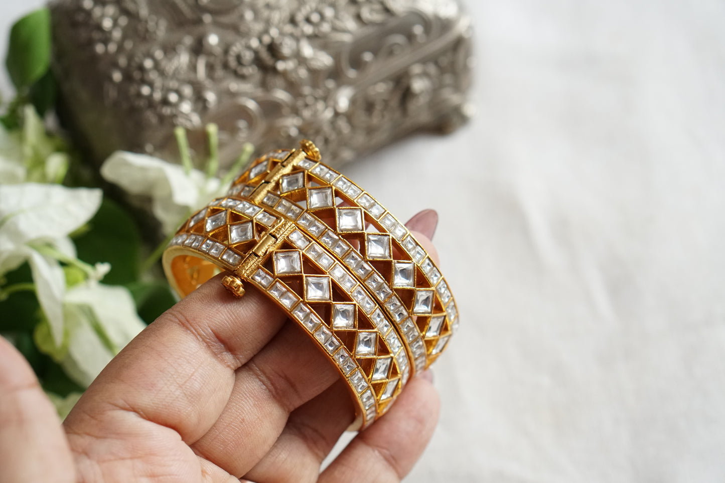 Kundan Stone Bangle (3-502)(R) Openable
