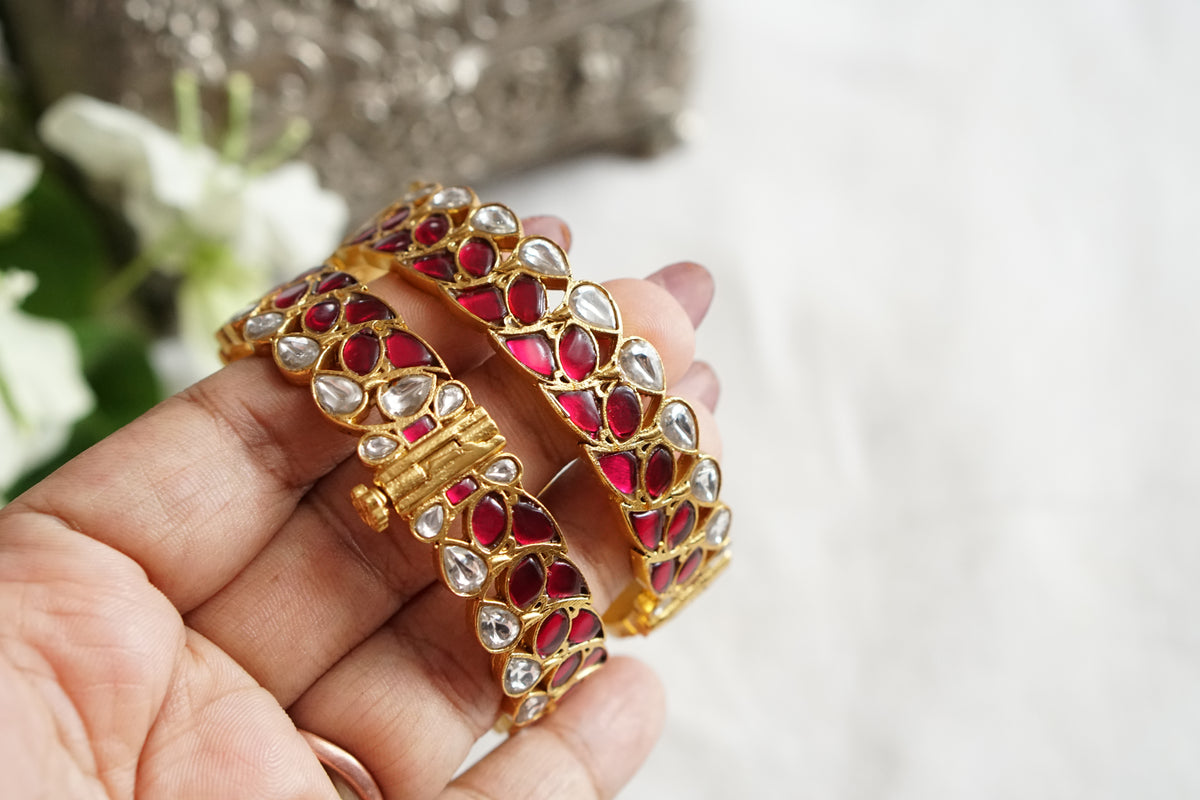 Kundan Stone Bangle (3-504)(R) Openable