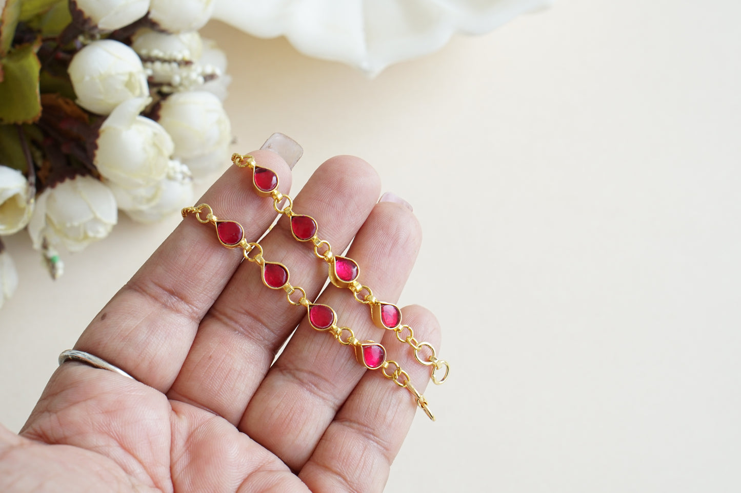 Pink Kundan Earchain(9-320) - JEWELSTYLE
