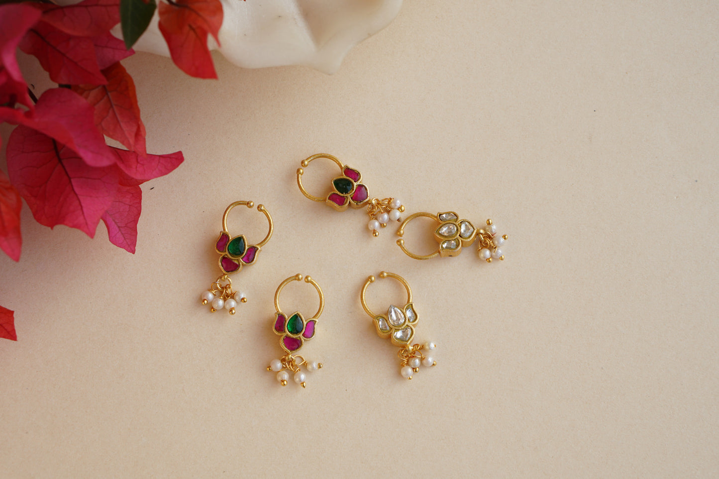 Lotus Kundan reversible Septum Nosering (2-257)(Ak) - JEWELSTYLE