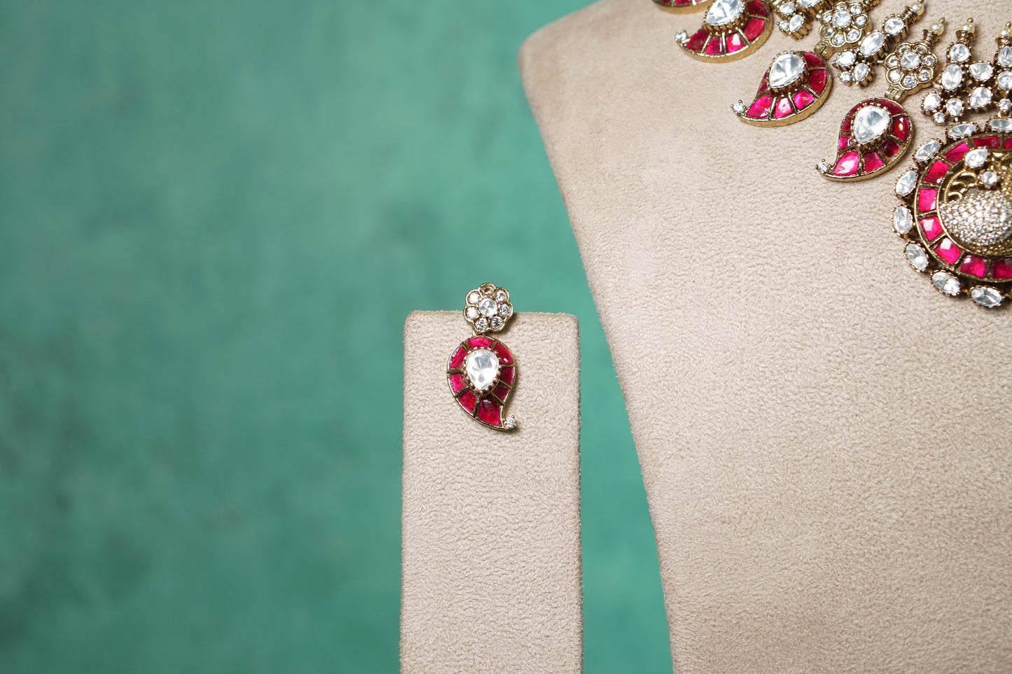 Pink kundan polki necklace (4-9569)(B)
