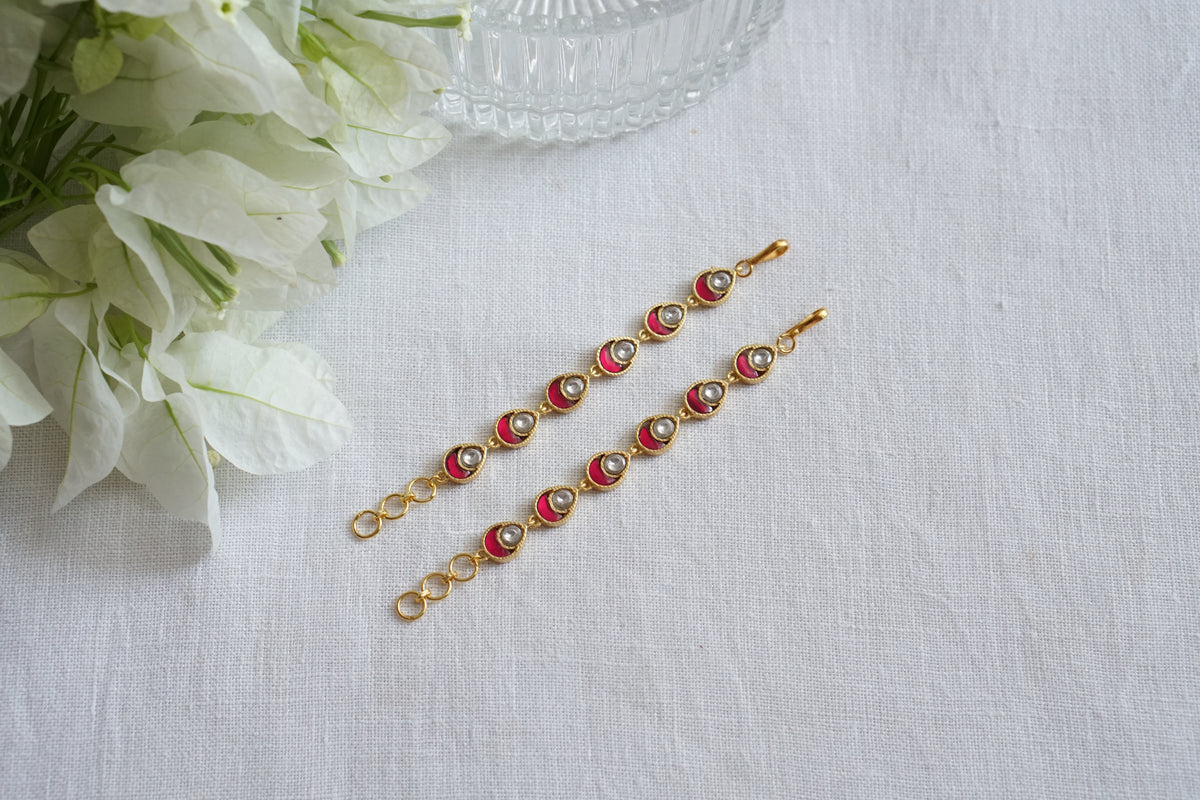 Pink kundan Earchain(9-434)(AK)