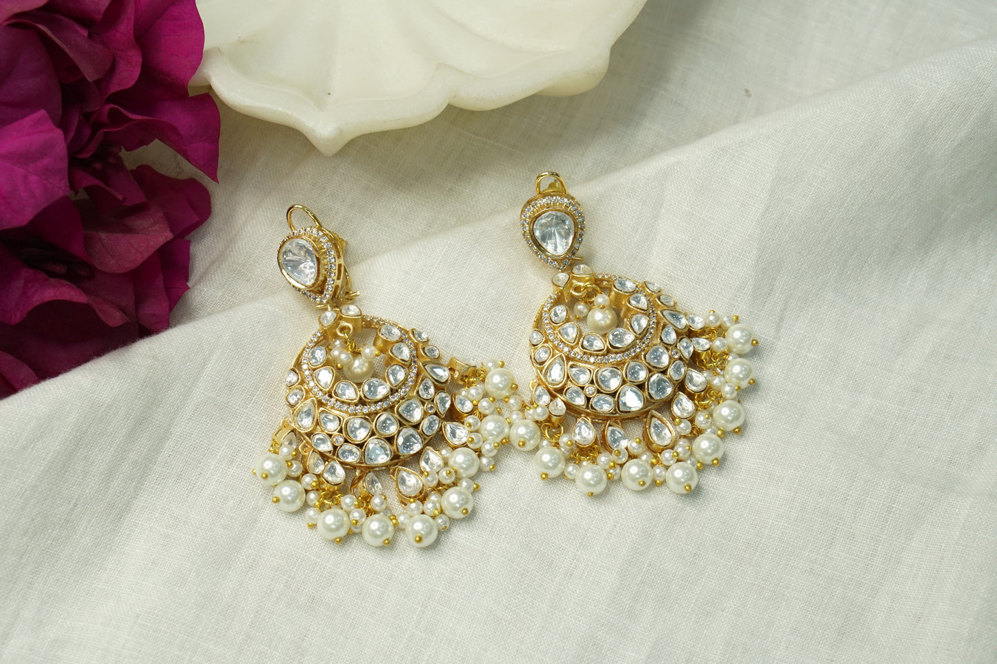 Polki Chandbali Earrings (1-4942)(B) - JEWELSTYLE