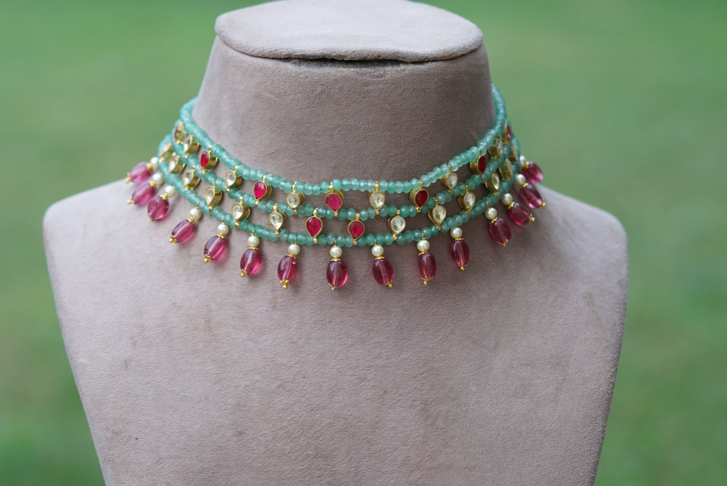 KUNDAN BEADS CHOKER (4-6402)(N) - JEWELSTYLE