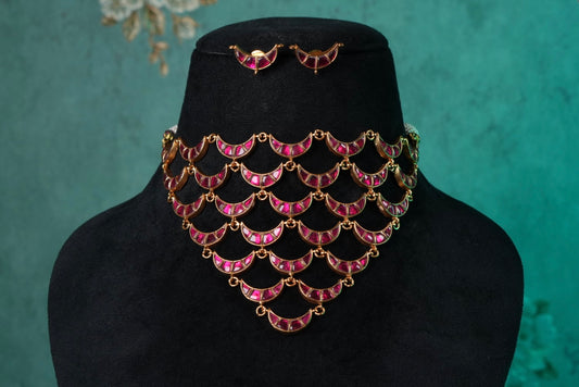 Pink chand Kundan choker set (4-8969)(R) (Preorder) - JEWELSTYLE