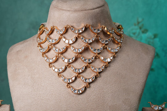 White chand Kundan choker set (4-8968)(R) (Preorder) - JEWELSTYLE