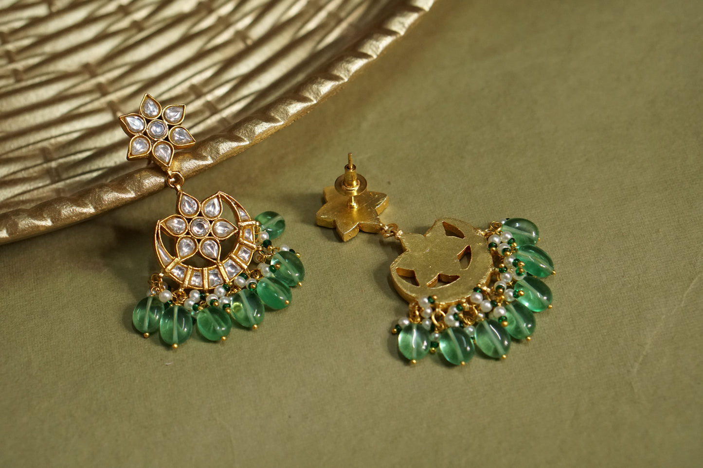 White Kundan Earrings (1-4599)(R)(PREORDER) - JEWELSTYLE