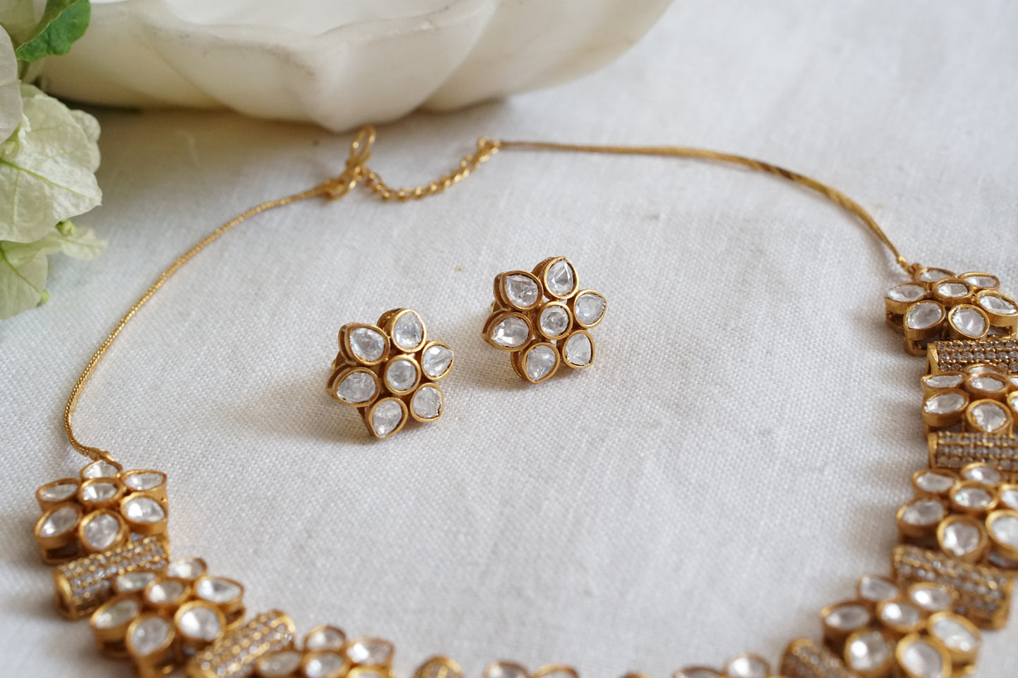 Polki Necklace set (4-8894)(B) - JEWELSTYLE