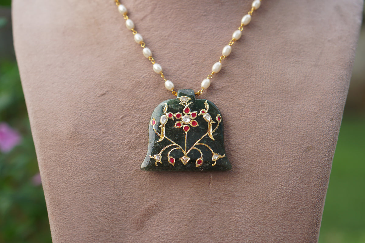 Kundan pendant chain(4-9604)(R)