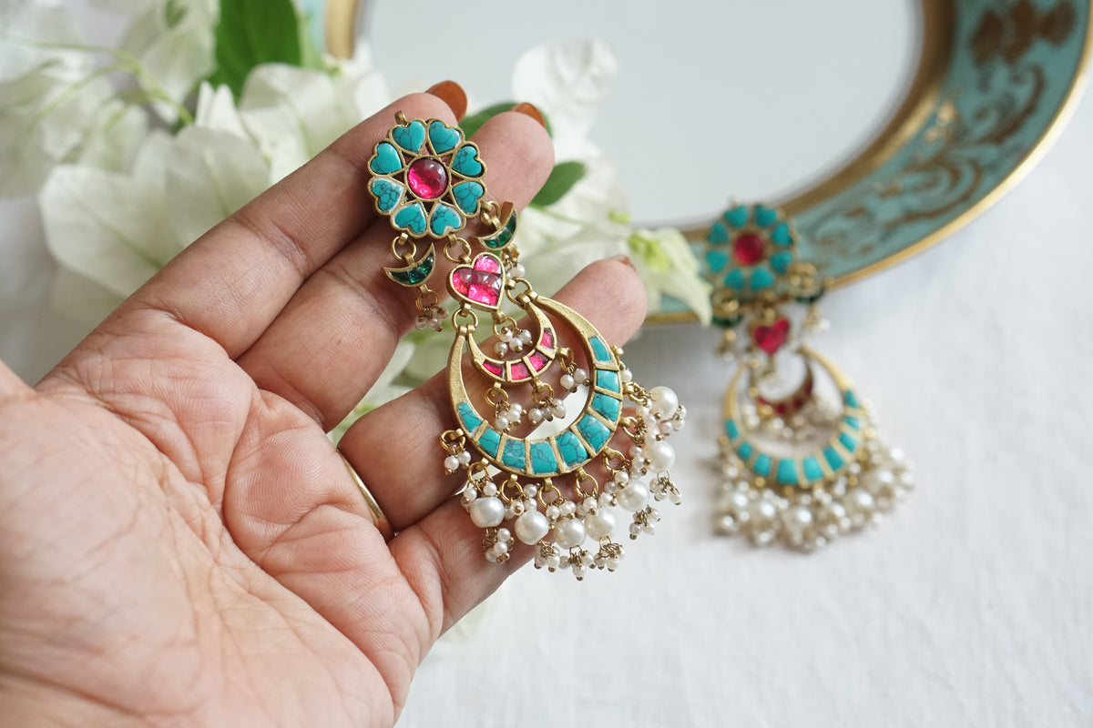 Firoza Kundan earrings (1-5538)(A)