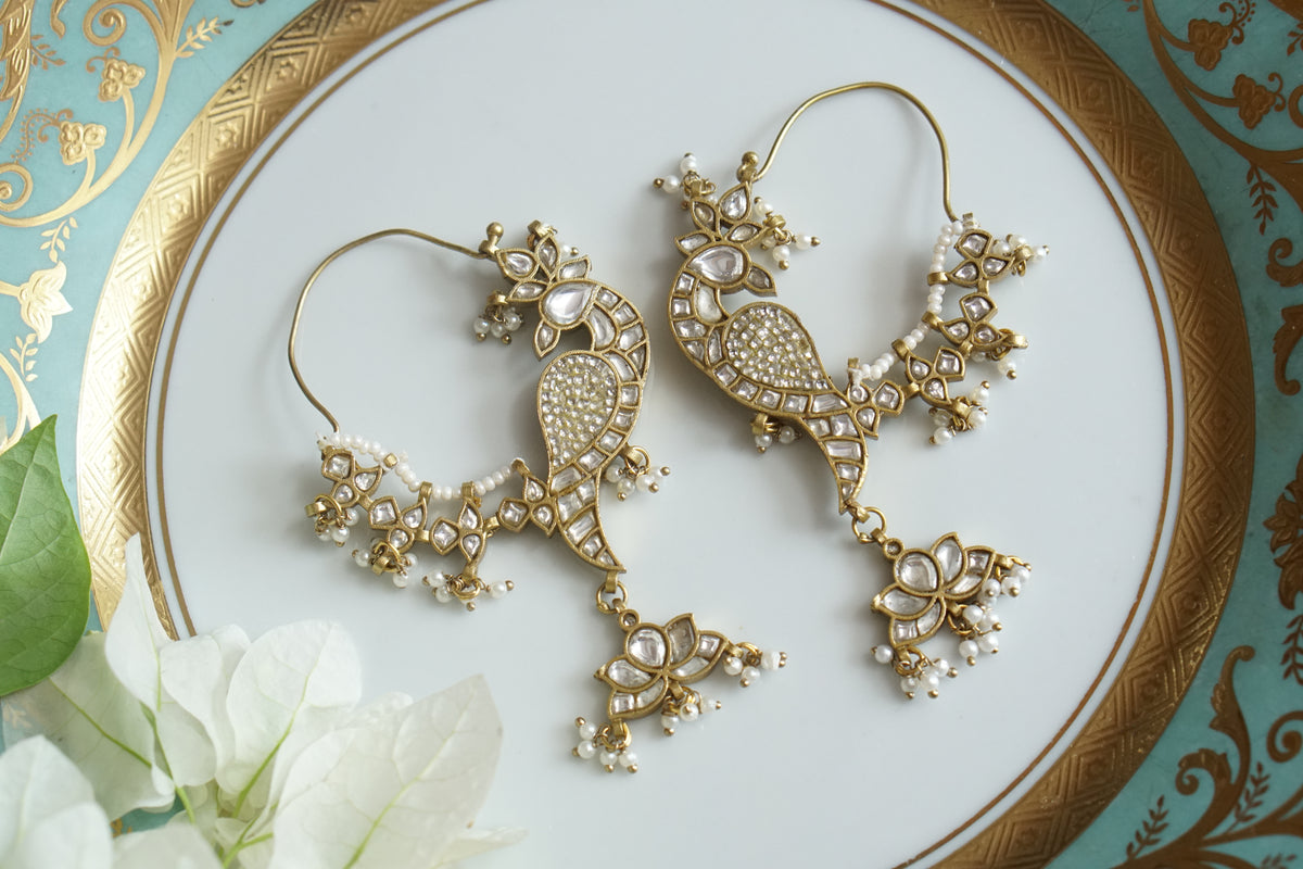 White Kundan Bird earring (1-5539)(A)
