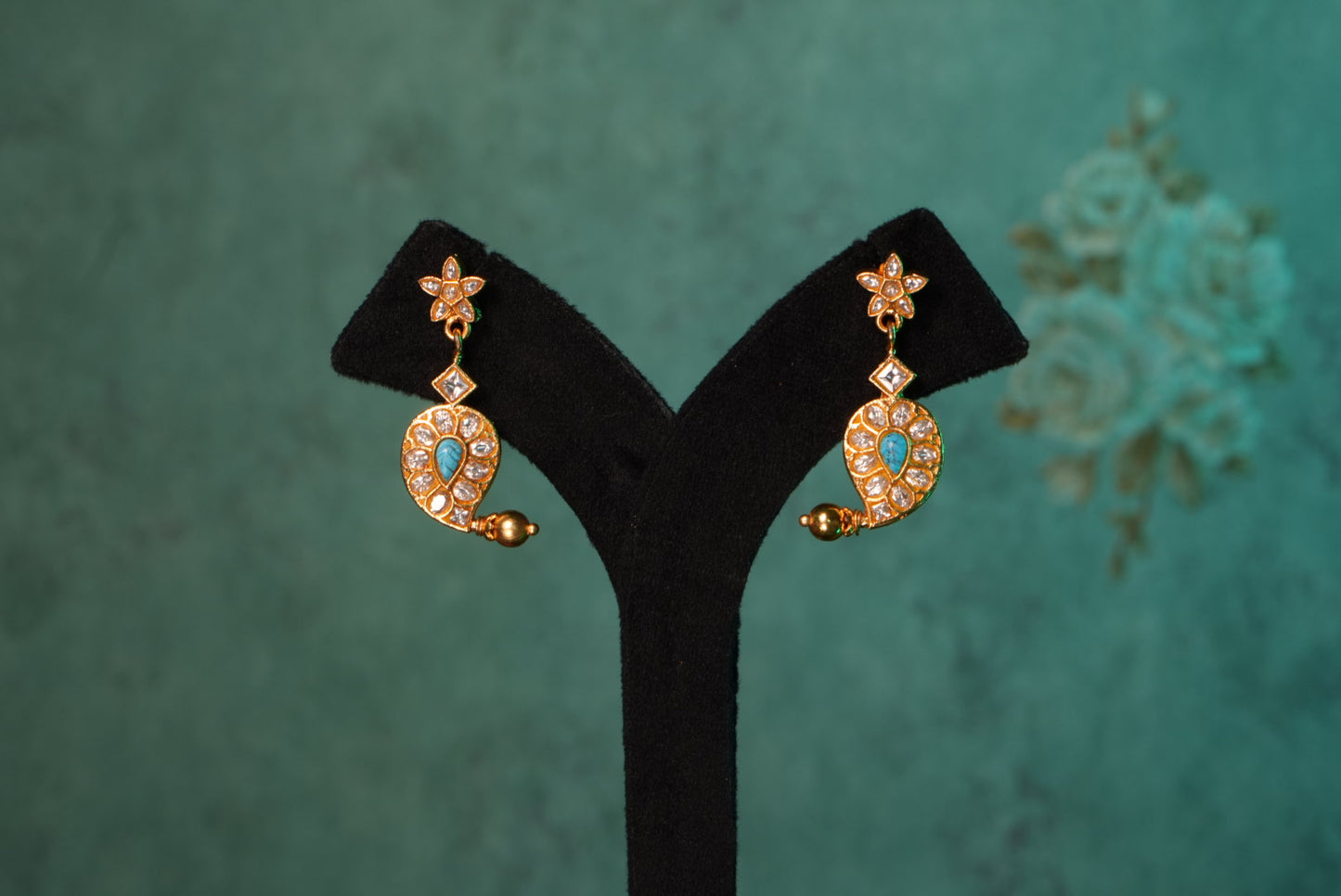 Turquoise Or Firoza Mango Kundan Pendant Necklace Set (4-8995)(KA) (PREORDER) (Made IN 7-8 DAYS TIME) - JEWELSTYLE