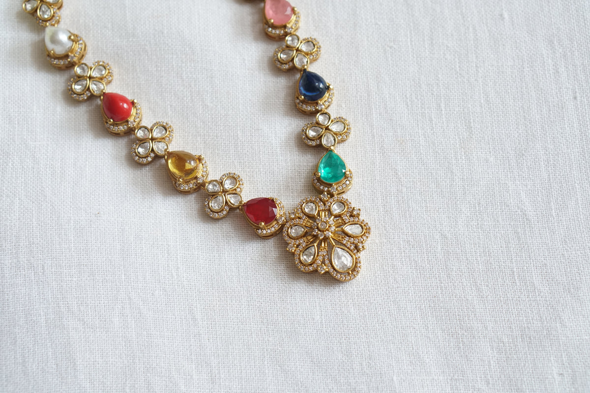 Navratan Polki necklace Set (4-9625)(K)