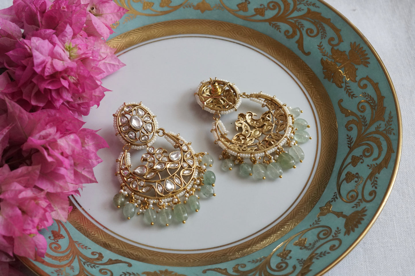 Polki Chandbali Earrings (1-5089)(B) - JEWELSTYLE
