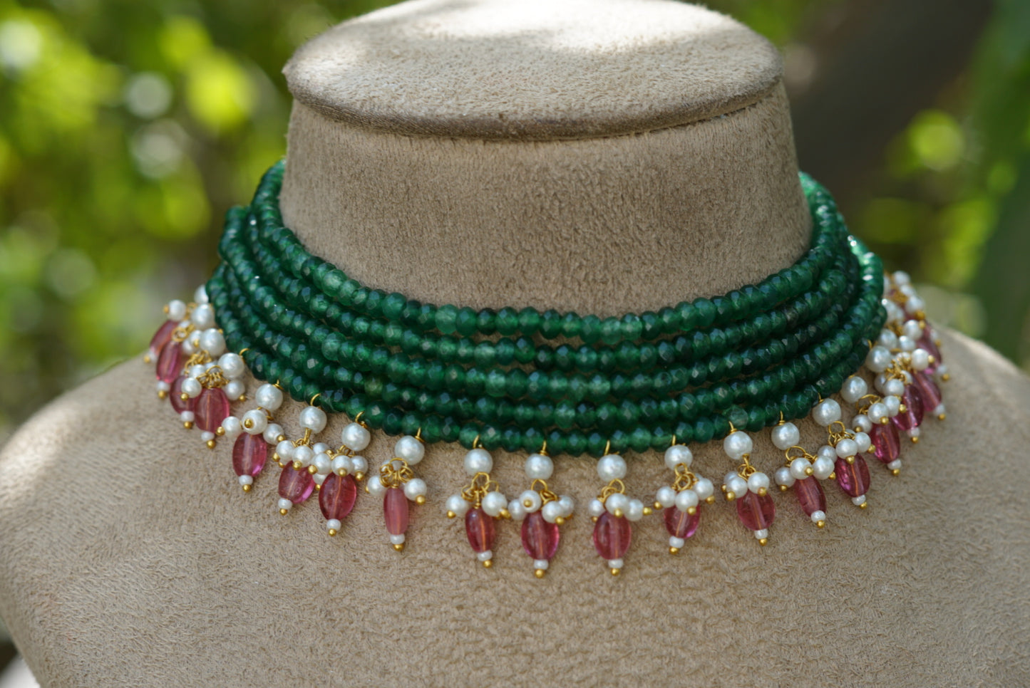 Green Beads choker (4-7172)(N)(OFFER PIECE) - JEWELSTYLE