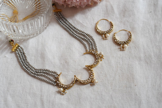 Kundan Necklace Set (4-7777) (R)(preorder)
