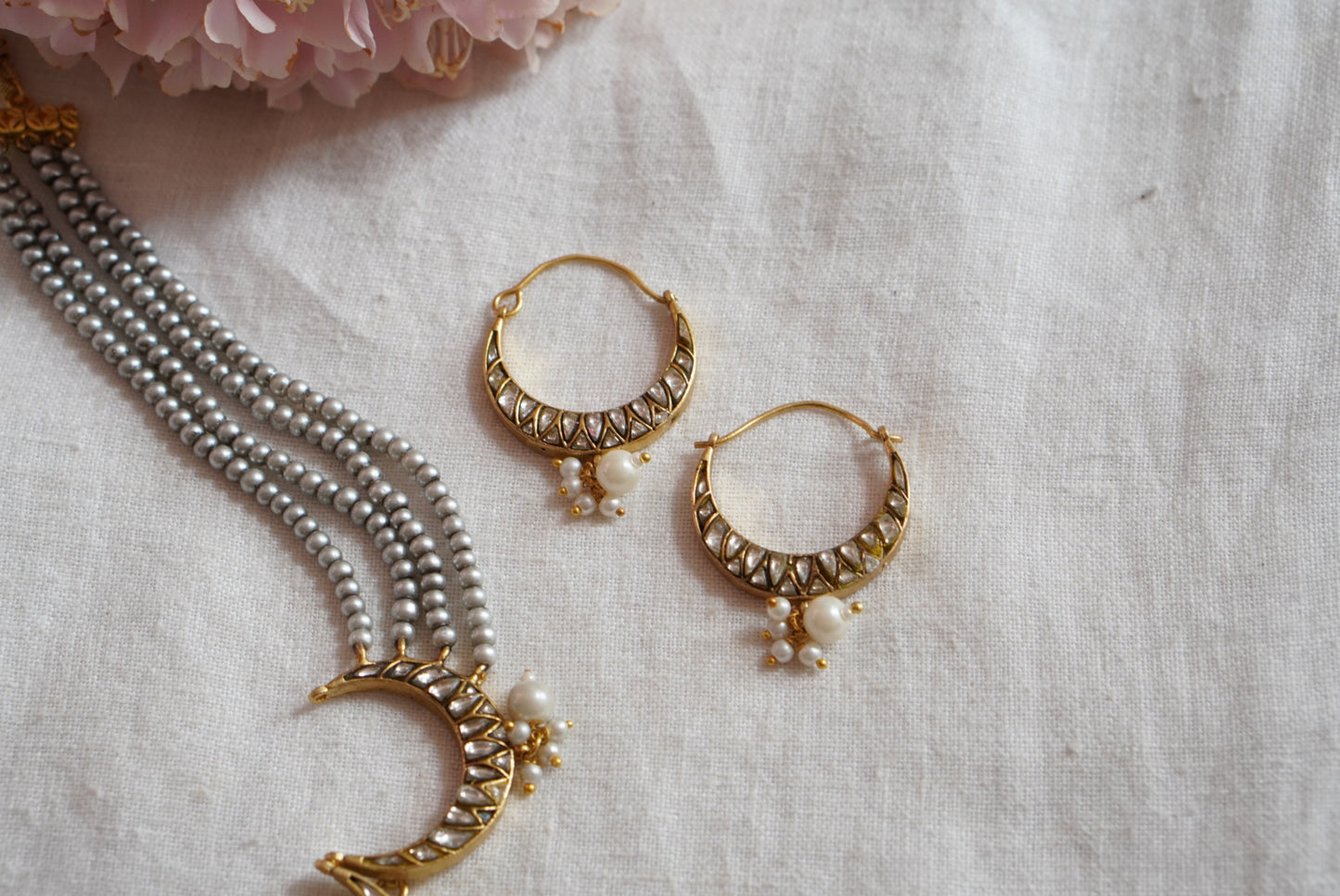 Kundan Necklace Set (4-7777) (R)(preorder)