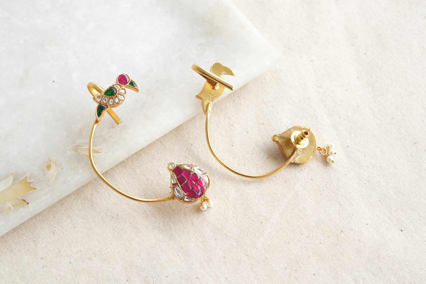 Kundan Earcuff Earrings (1-5073)(R) - JEWELSTYLE
