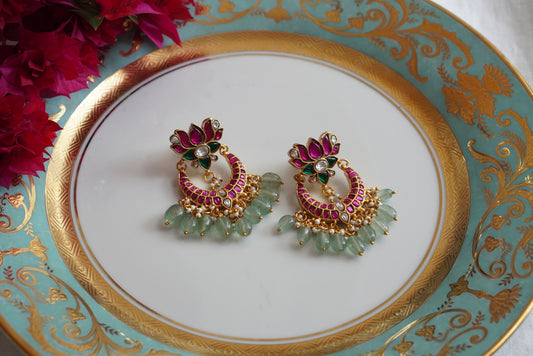 Lotus Kundan Earrings (1-4092)(K)(PREORDER)