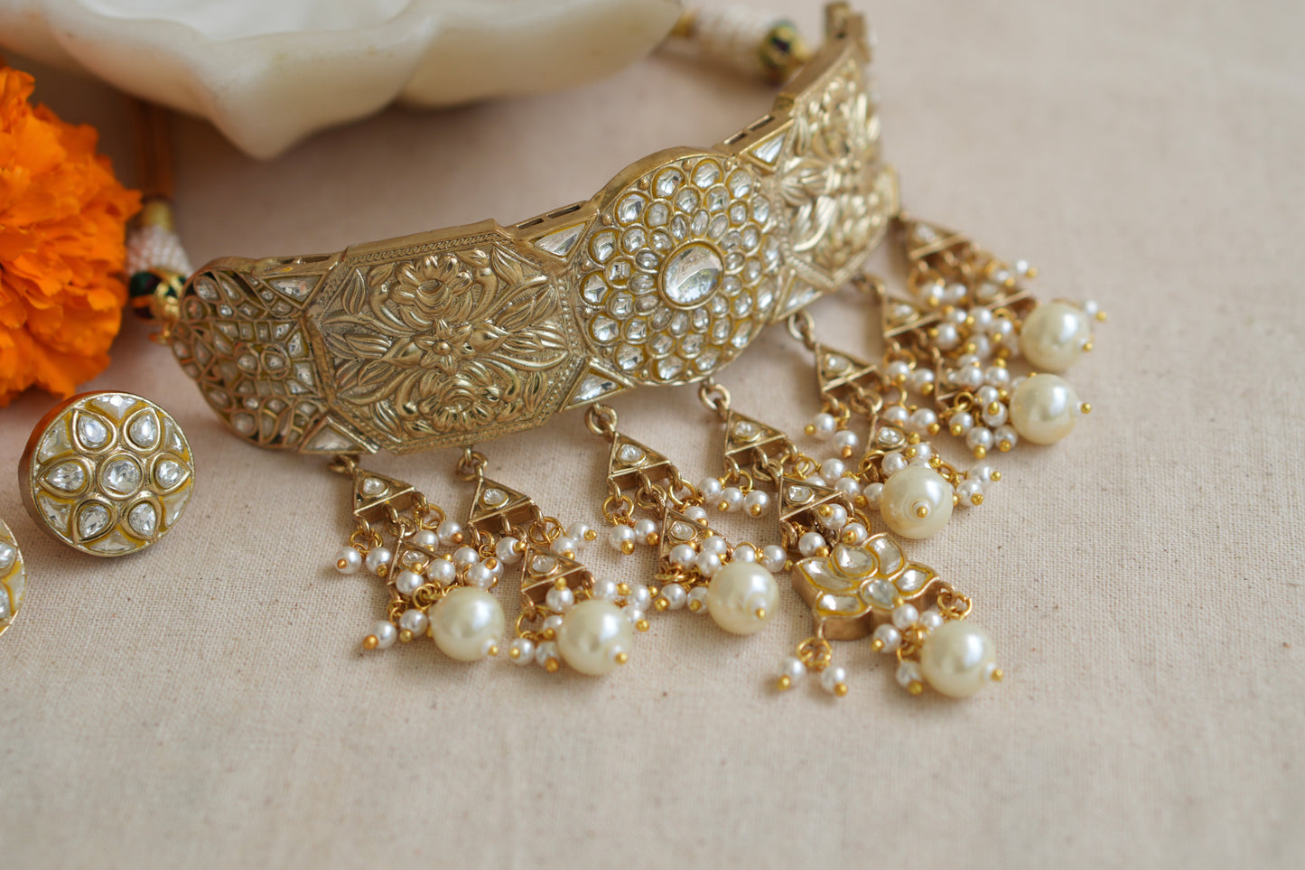 Kundan Choker Set (4-9012)(R) - JEWELSTYLE